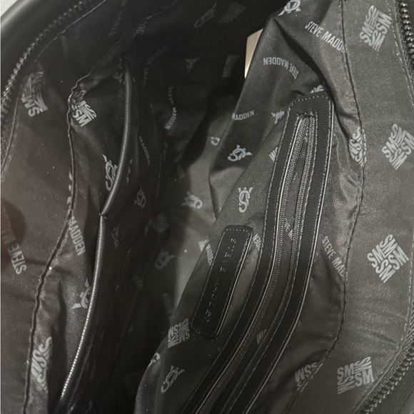 Steve Madden Quilted Black Tote with Chain Straps - Picture 5 of 6